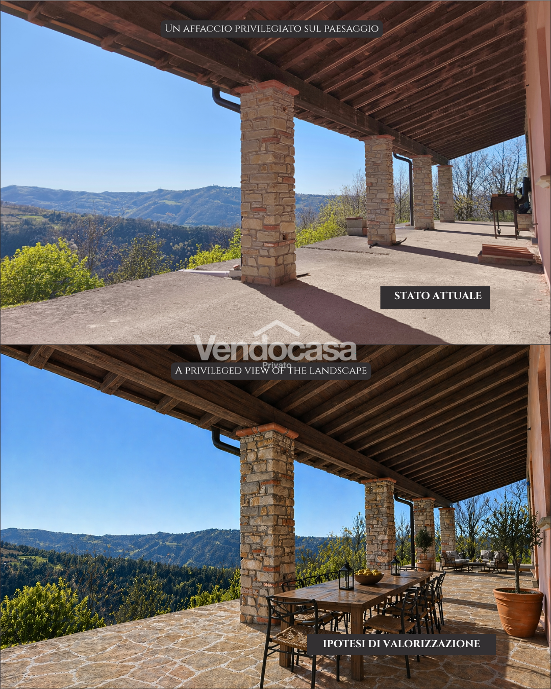 Villa panoramica con vista mozzafiato sulle colline del Monferrato da completare