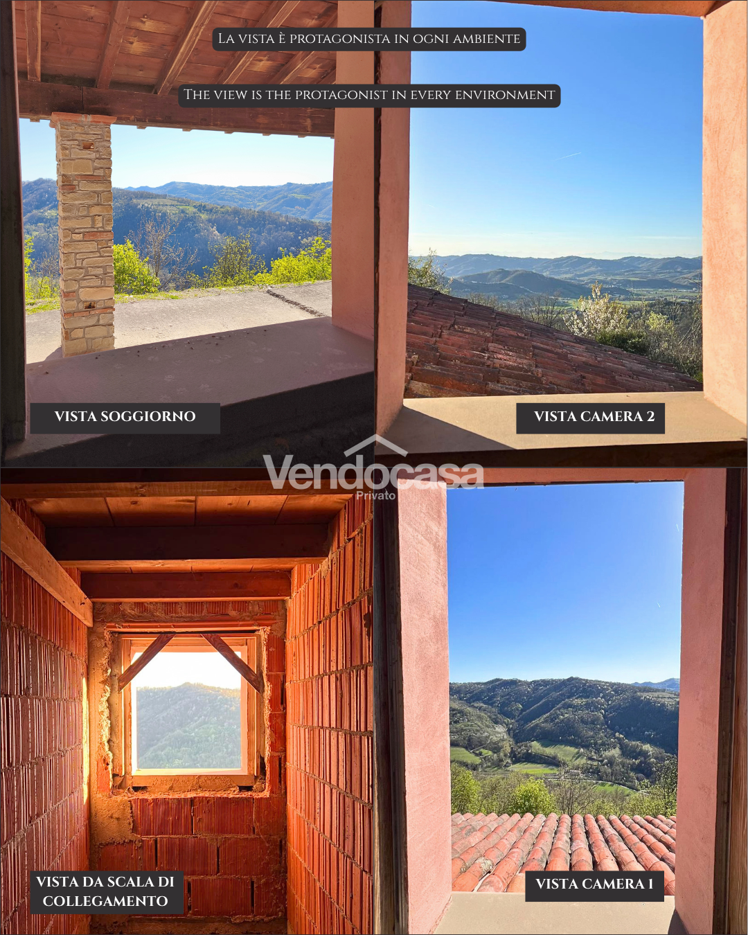 Villa panoramica con vista mozzafiato sulle colline del Monferrato da completare